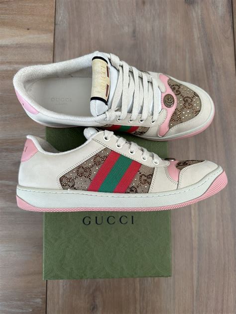 gucci screener sneakers with crystals|gucci bedazzled sneakers.